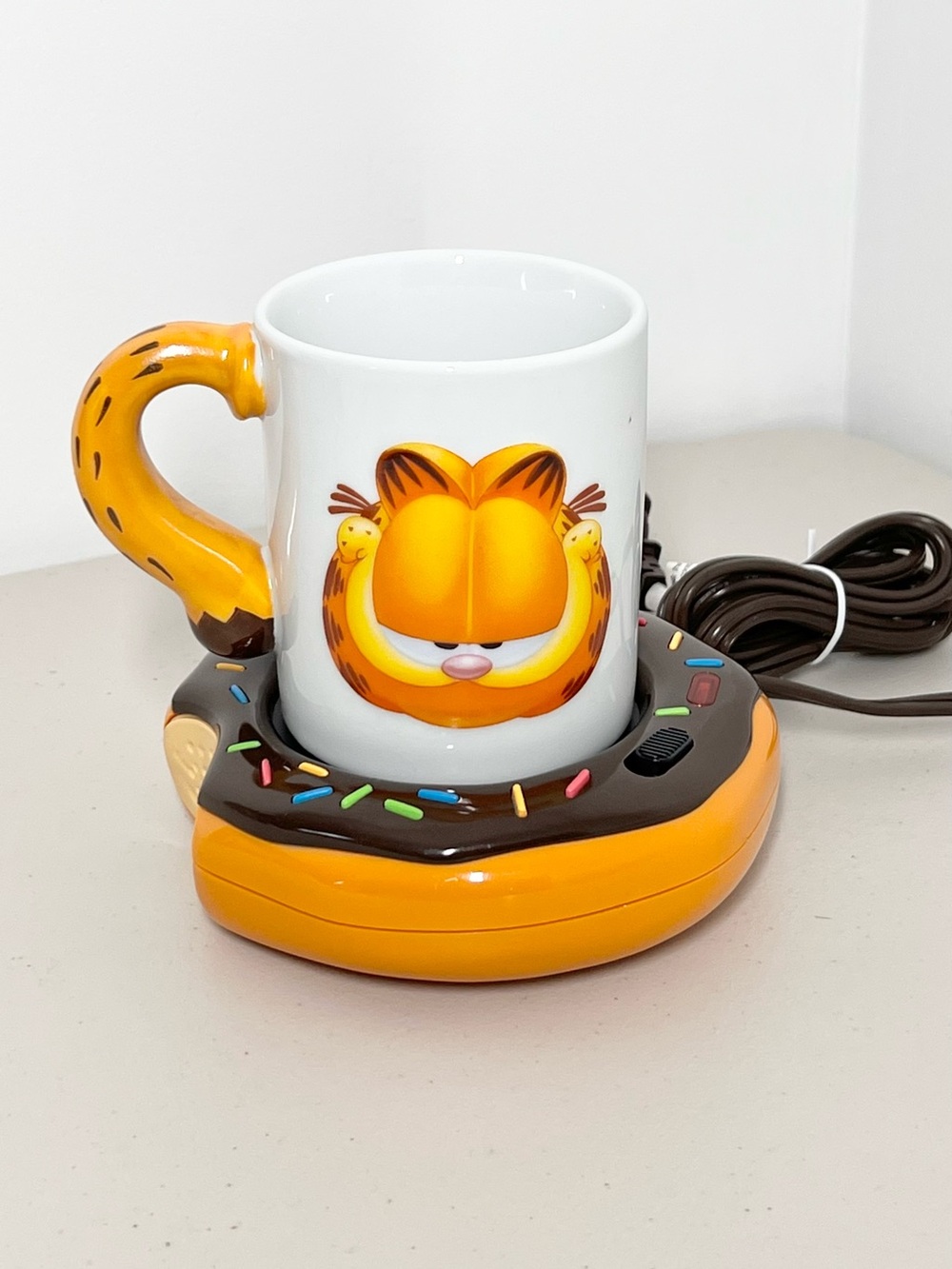 VTG Garfield Hot Spot Mug Warmer Set Cat Lover Coffee Mug New In Box